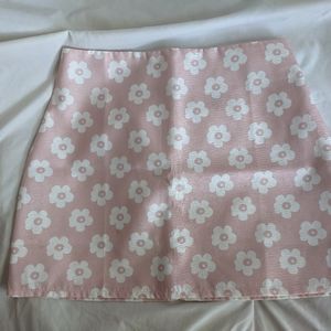 Pastel pink flower mini skirt